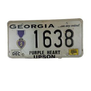 Georgia on my Mind Purple Heart DEC 2004 License Plate Military Veteran Hero Tag